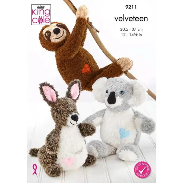 King Cole 9211 Velveteen Fluffy Friends Knitting Pattern