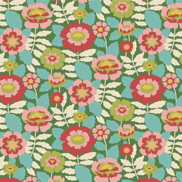 Tilda Fabric on Bolt Wallflower 10mx110cm Beverly Green