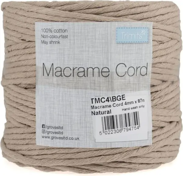 Trimits Macramé Cord Cotton 87m x 4mm 0.5kg