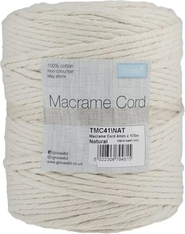 Trimits Macramé Cord Cotton 87m x 4mm 0.5kg