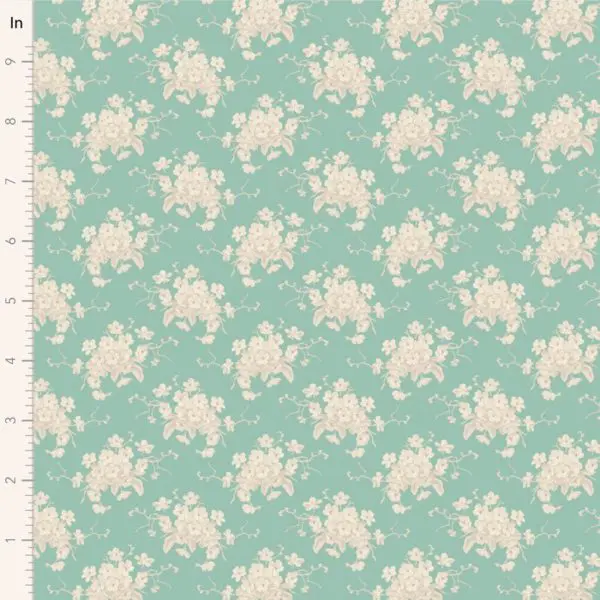 Tilda Fabric on Bolt Sunday Brunch 10mx110cm White Flower Teal