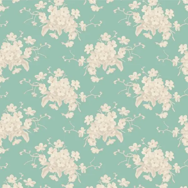Tilda Fabric on Bolt Sunday Brunch 10mx110cm White Flower Teal
