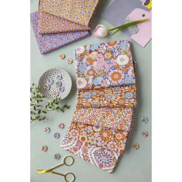 Tilda Wallflower Caramel/Thistle 50 x 55cm Fabric Fat Quarters