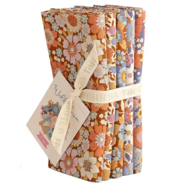 Tilda Wallflower Caramel/Thistle 50 x 55cm Fabric Fat Quarters