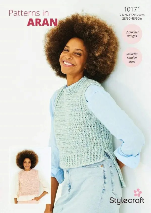 Stylecraft 10171 Adult Aran Tank Top Crochet Pattern