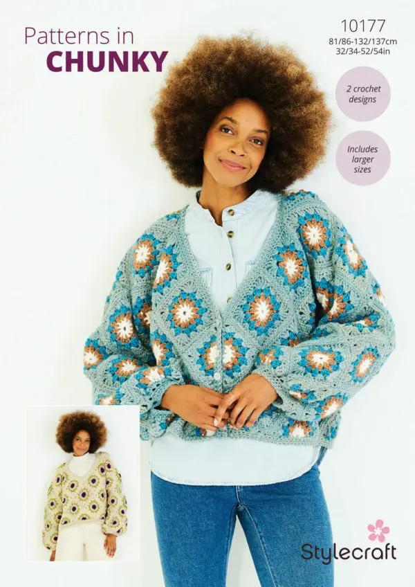 Stylecraft 10177 Chunky Adult Cardigan Sweater Crochet Pattern