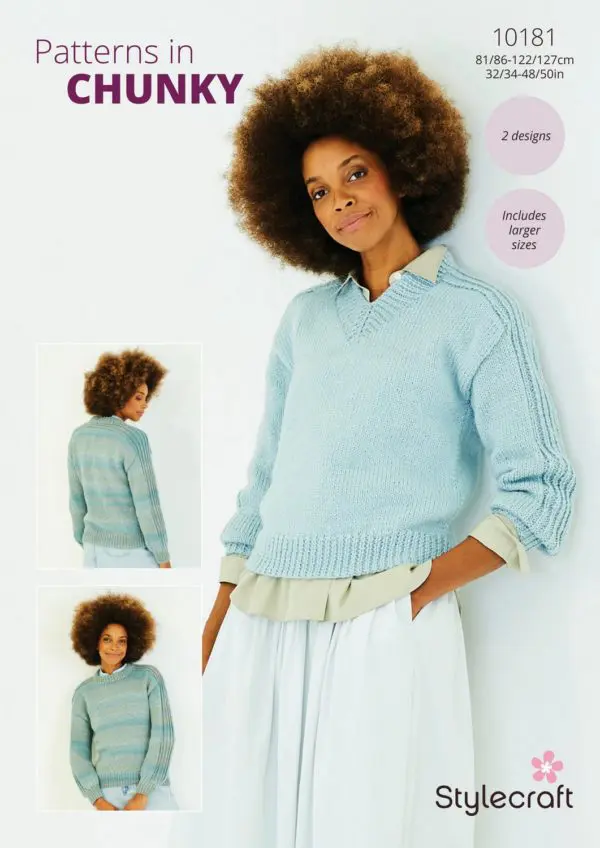 Stylecraft 10181 Chunky Adult Sweater Knitting Pattern