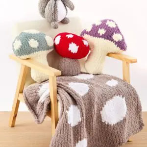 King Cole 6388 Toadstool Doorstop Cushion Blanket Squirrel Knitting Pattern