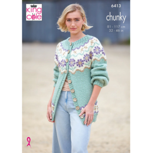 King Cole 6413 Ladies Chunky Sweater Cardigan Knitting Pattern