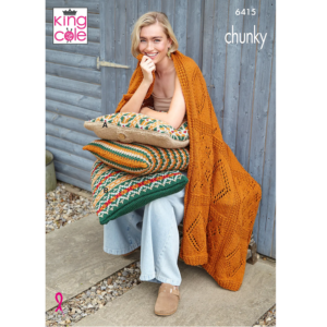 King Cole 6415 Chunky Throw Cushions Knitting Pattern