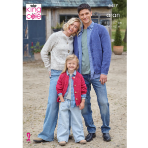 King Cole 6417 Family Aran Cardigans Knitting Pattern
