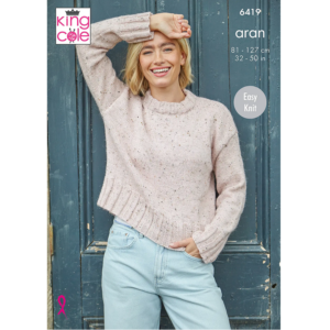 King Cole 6419 Adult Aran Sweaters Knitting Pattern