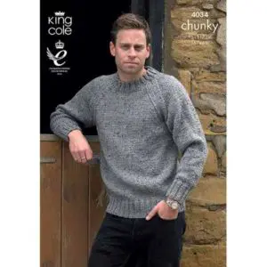 King Cole 4034 Adult Chunky Cardigan Sweater Knitting Pattern