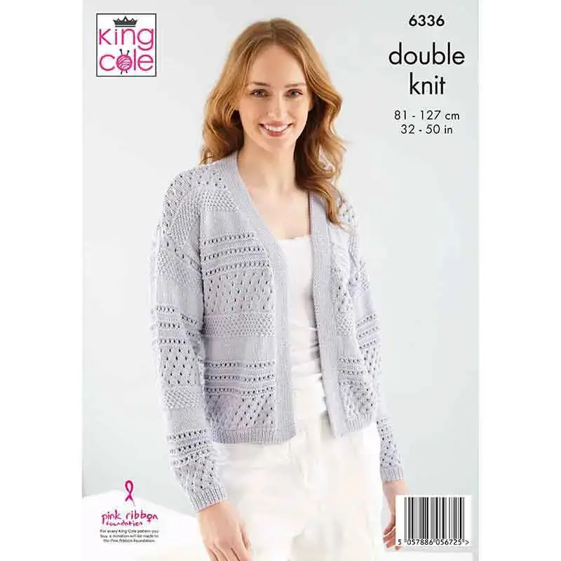 King Cole 6336 Adult DK Cardigan Sweater Knitting Pattern