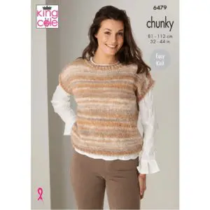King Cole 6479 Adult Chunky Sweater Top Knitting Pattern
