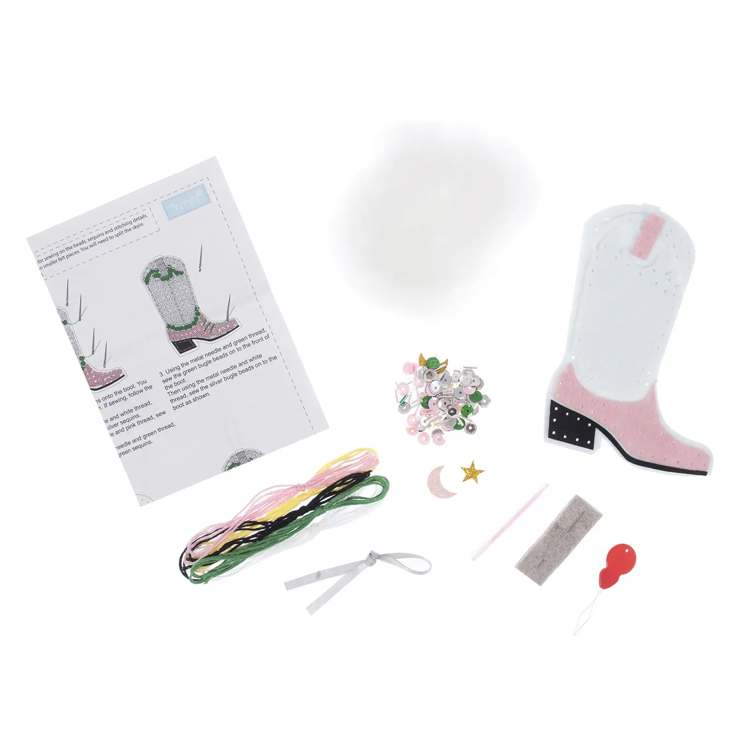 Trimits Felt Decoration Kit – Sequin Cowboy Boot