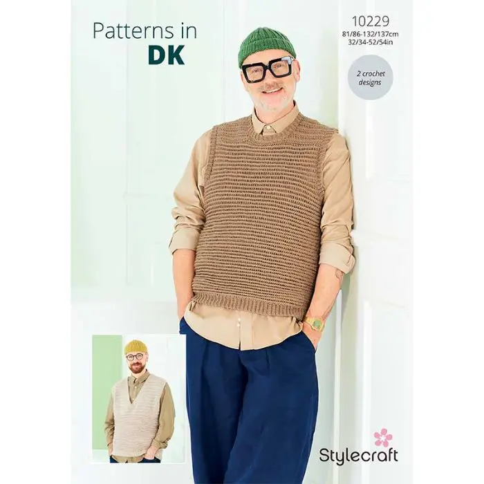 Stylecraft 10229 Mens DK Tank Tops Crochet Pattern