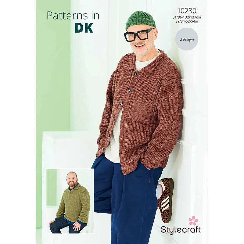 Stylecraft 10230 Mens DK Sweater Cardigan Knitting Pattern