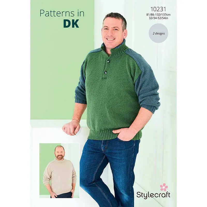 Stylecraft 10231 Mens DK Sweater Knitting Pattern