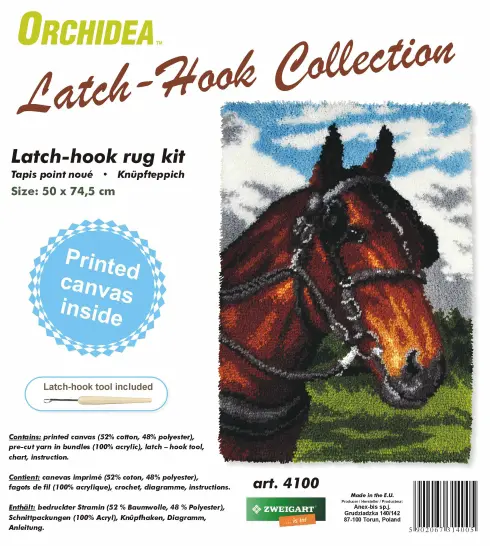 Orchidea Horse Latch Hook Rug Kit