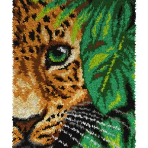 Orchidea Peeking Leopard Latch Hook Rug Kit