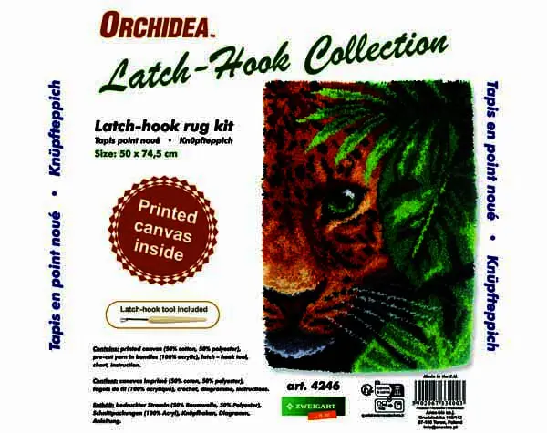 Orchidea Peeking Leopard Latch Hook Rug Kit