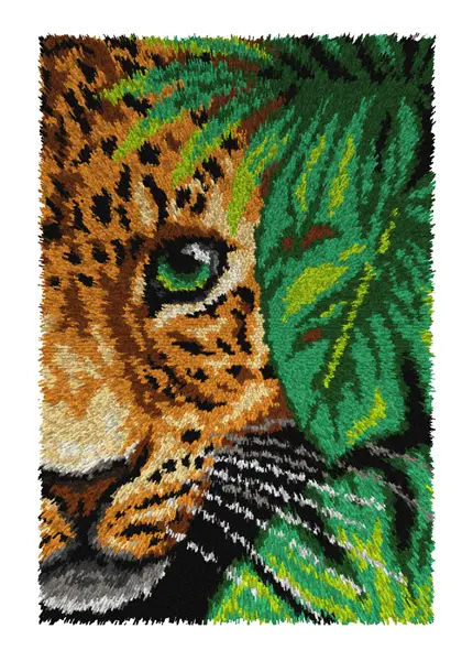 Orchidea Peeking Leopard Latch Hook Rug Kit
