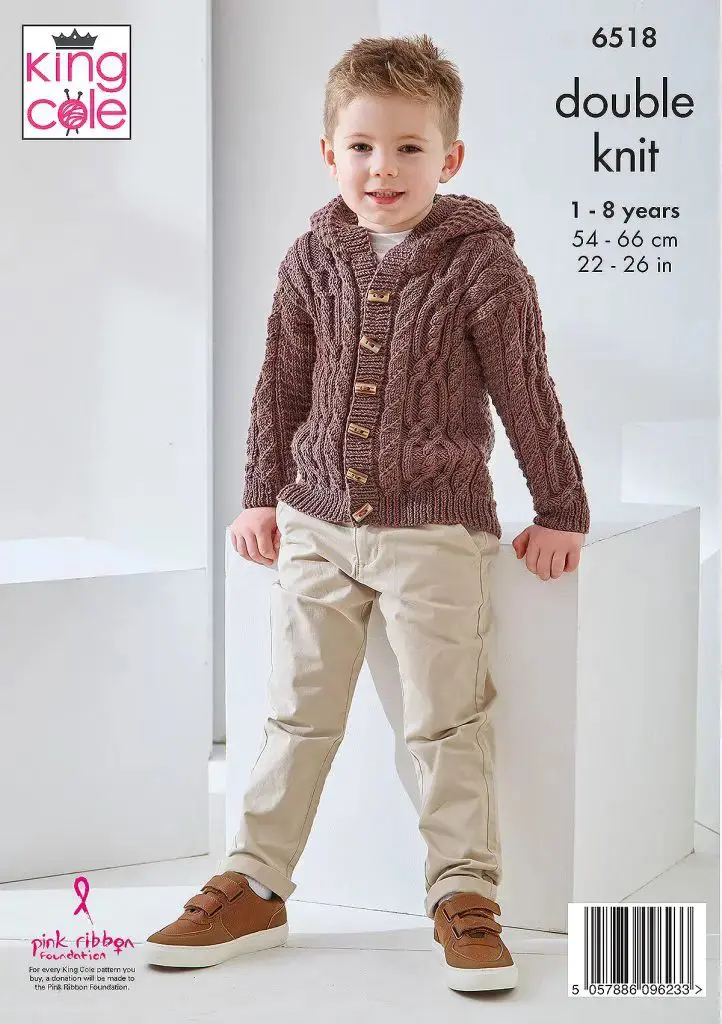 King Cole 6518 Child DK Jacket Sweater Knitting Pattern