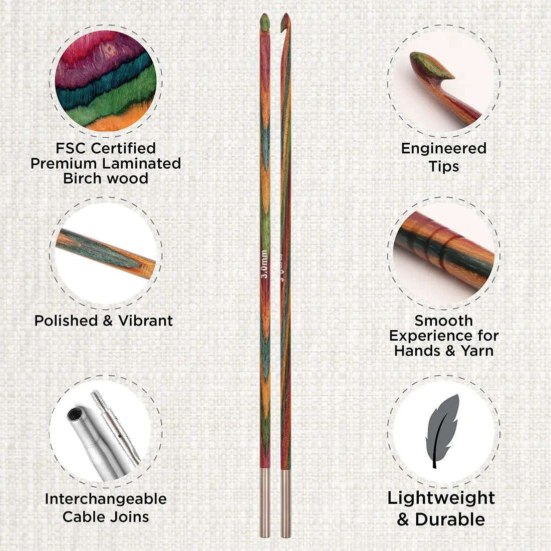 KnitPro Symfonie Interchangeable Tunisian Crochet Hook Set