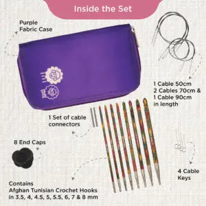 KnitPro Symfonie Interchangeable Tunisian Crochet Hook Set