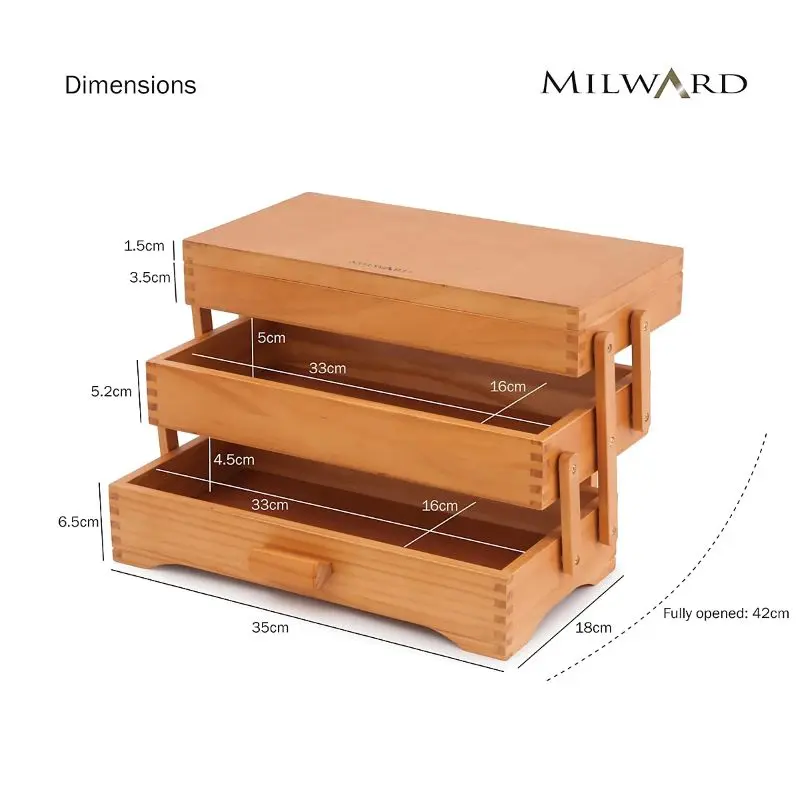 Milward Pine Wood Cantilever Craft Box