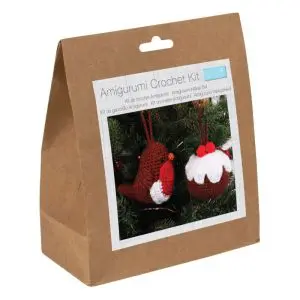 Trimits Crochet Amigurumi Christmas Robin & Pudding Kit