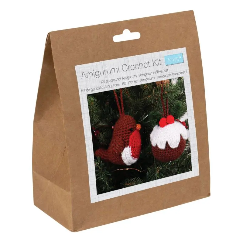 Trimits Crochet Amigurumi Christmas Robin & Pudding Kit