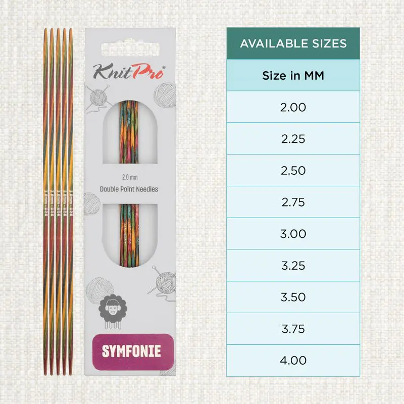 KnitPro Symfonie 2 Set Of 5 Double Pointed Needles