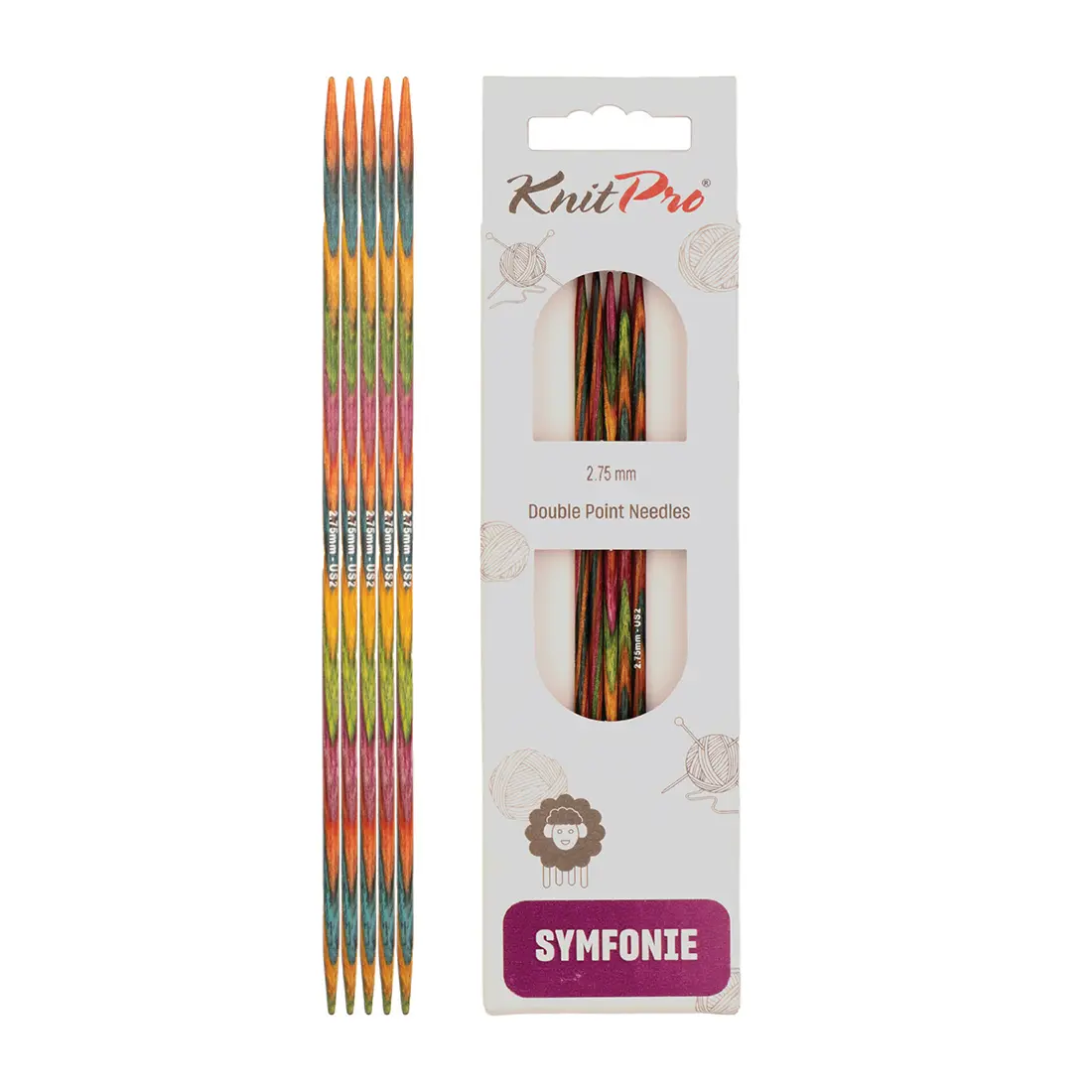 KnitPro Symfonie 2 Set Of 5 Double Pointed Needles