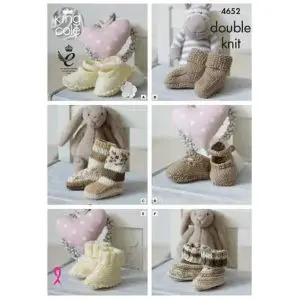 King Cole 4652 Baby DK Bootees Knitting Pattern