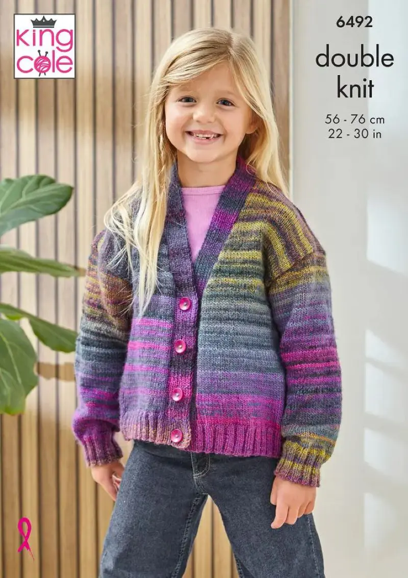 King Cole 6492 Children's DK Cardigan Knitting Pattern