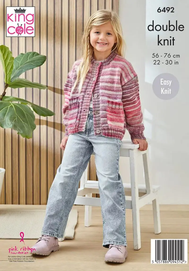 King Cole 6492 Children's DK Cardigan Knitting Pattern