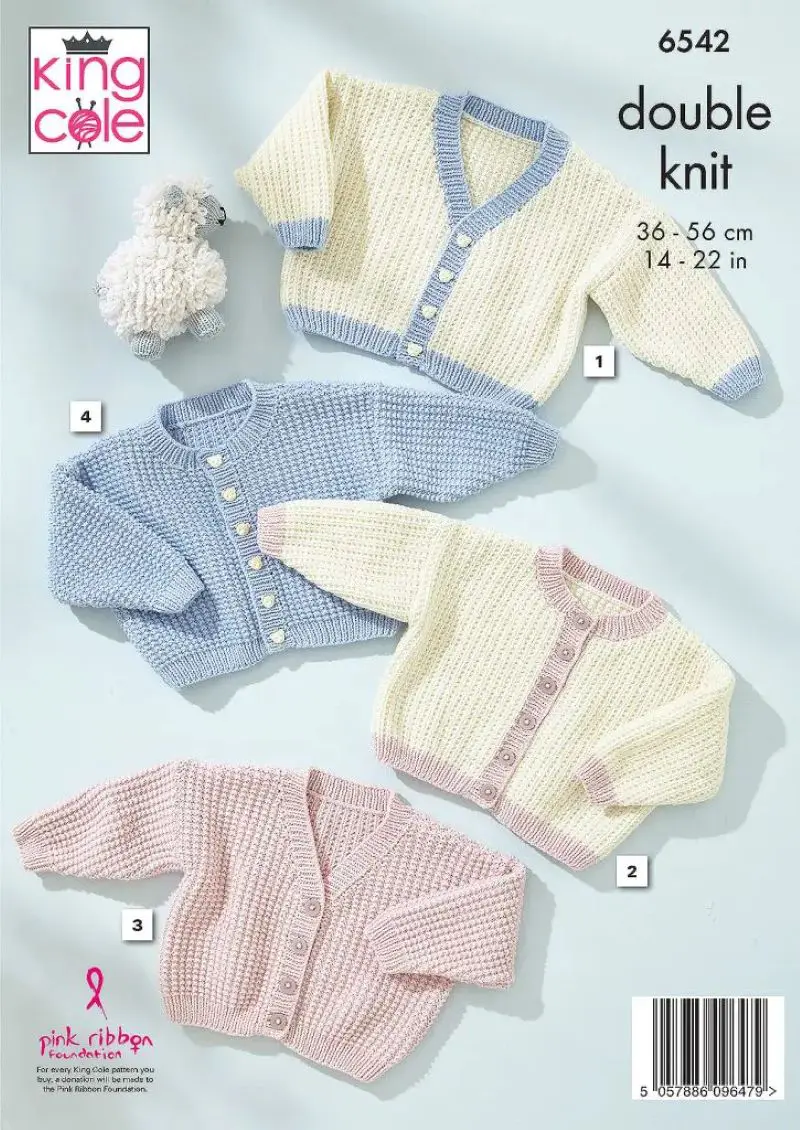 King Cole 6542 Baby DK Cardigan Knitting Pattern