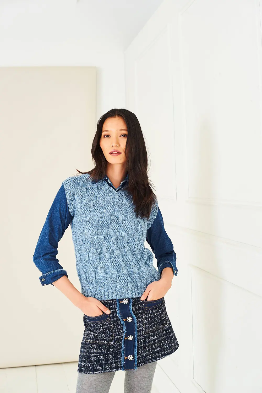 Stylecraft 10282 Adult DK Sweater, V-Neck Top Knitting Pattern