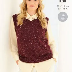 King Cole 6623 Adult DK Cardigan Sleeveless Top Knitting Pattern