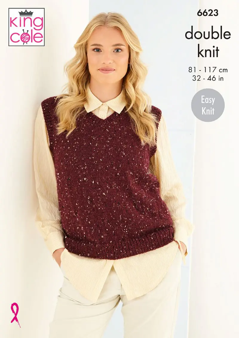 King Cole 6623 Adult DK Cardigan Sleeveless Top Knitting Pattern