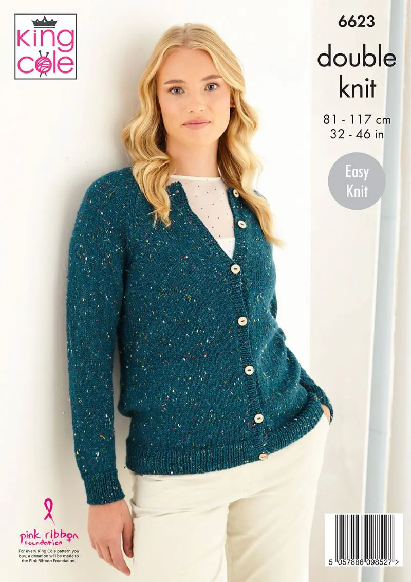 King Cole 6623 Adult DK Cardigan Sleeveless Top Knitting Pattern