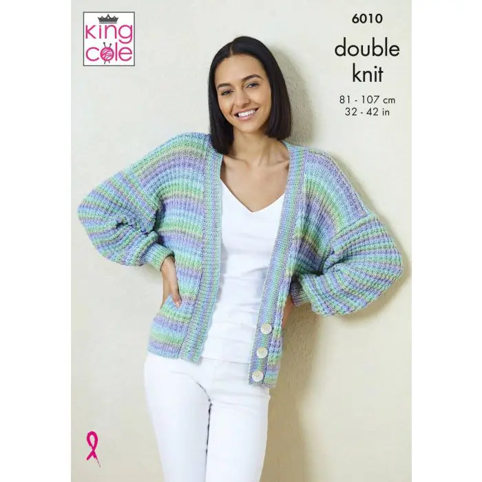 King Cole 6010 Adult DK Cardigan and Sweater Knitting Pattern