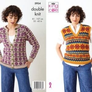 King Cole 5954 Knitting Pattern DK Cardigan Pullover