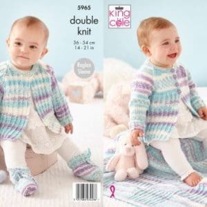 King Cole 5965 Knitting Pattern DK Matinee Coat Blanket