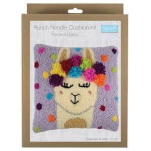 punch needle kit fective llama cushion
