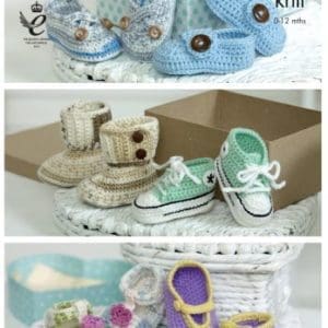 King cole 4492 baby dk bootees shoes crochet pattern