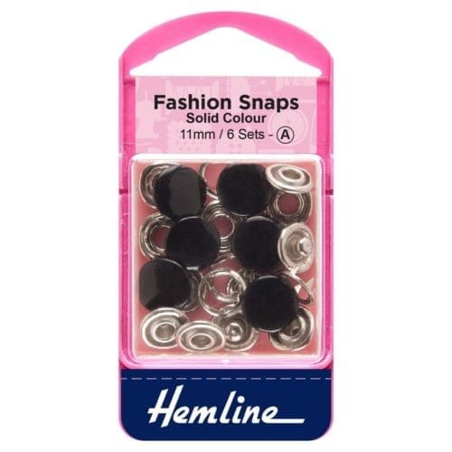 Hemline Fashion Snaps Black 11mm Set