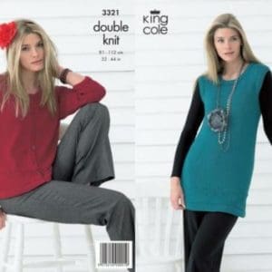 King Cole 3321 Adult DK Cardigan Top Knitting Pattern